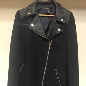 INC faux-leather trim Moto Coat